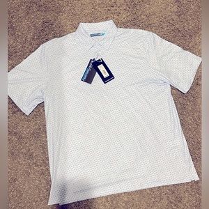 Roundtree & Yourke White Performance Moister Wicking Men’s Golf Polo - Brand New